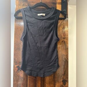 Free People- We the Free black ribbed tank top.